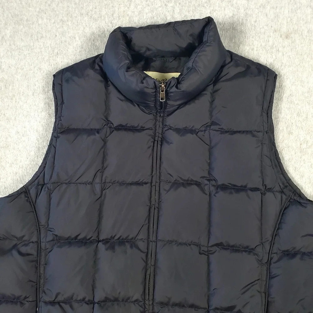 Eddie Bauer Goose Down Puffer Vest Mens Sz Large Black Quilted Full Zip Pockets